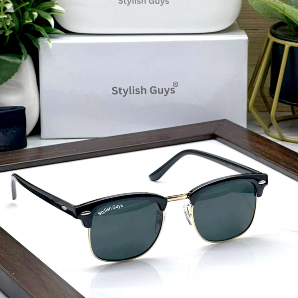 Top Trendy Hot New Stylish Attractive Black & Golden 3016 Evergreen UV Protected Club Master Sunglasses For King's Men & Women