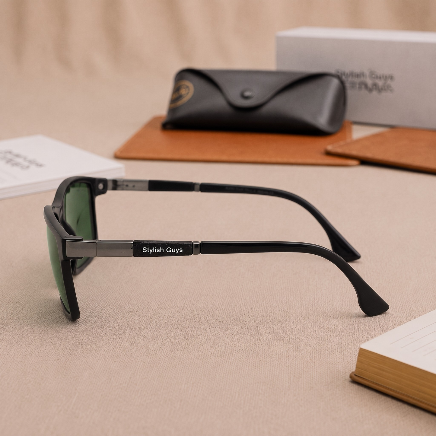 Sunglasses For Men With Green Glass & Black Frame 4228 Square Sunglass By Sunglasses Deal