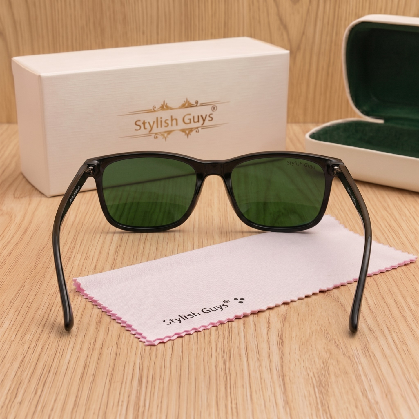 Sunglasses For Men With Green Glass & Black Frame 4708 Square Sunglass By Sunglasses Deal