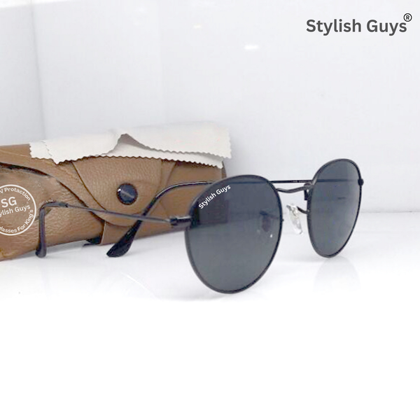 Top Trendy Hot New Stylish Attractive Round Black & Black 3447 Evergreen UV Protected Sunglasses For King's Men & Women ( SG- 3447 )