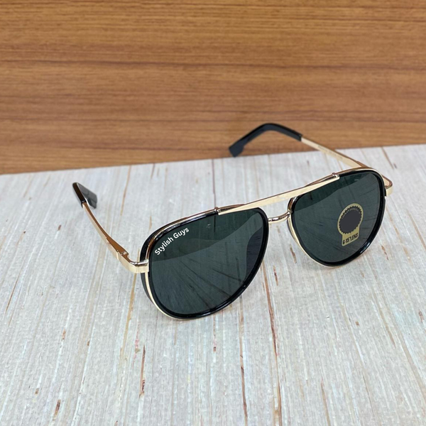 Top Trendy Hot New Stylish Attractive Black & Golden 4414 Evergreen UV Protected Sunglasses For King's Men & Women