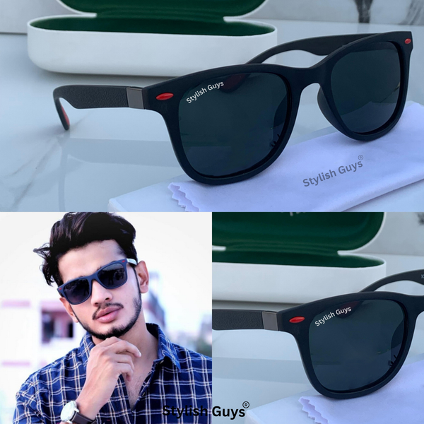 Top Trendy Hot New Stylish Attractive Black & Black 4195 Evergreen UV Protected Square Sunglasses For King's Men & Women ( SG - 4195 )