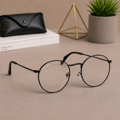 Sunglasses For Men With Clear Glass & Black Frame 3447 Panto Round Sunglass By Sunglasses Deal