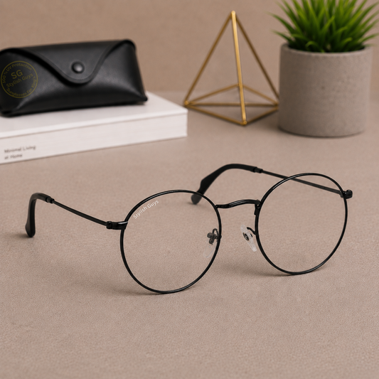 Sunglasses For Men With Clear Glass & Black Frame 3447 Panto Round Sunglass By Sunglasses Deal