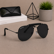 Sunglasses For Men With Black Glass & Black Frame 3422 Aviator Bridge Sunglass By Sunglasses Deal