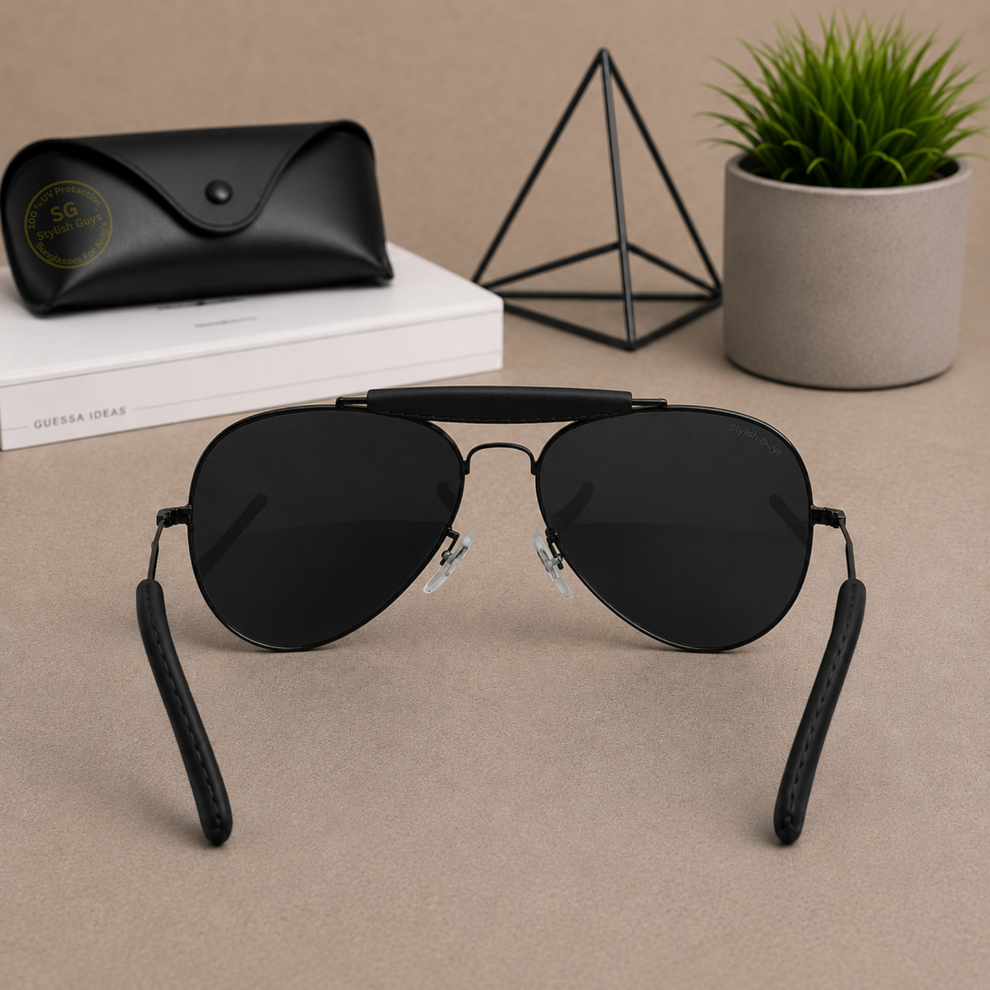 Sunglasses For Men With Black Glass & Black Frame 3422 Aviator Bridge Sunglass By Sunglasses Deal