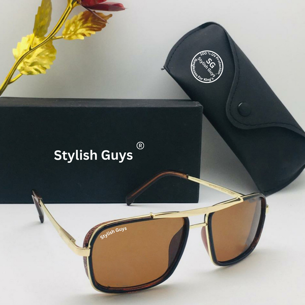 Top Trendy Hot New Stylish Attractive Brown & Golden 4413 Evergreen UV Protected Sunglasses For King's Men & Women
