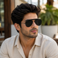 Sunglasses For Men With Black Glass & Black Frame 3422 Aviator Bridge Sunglass By Sunglasses Deal