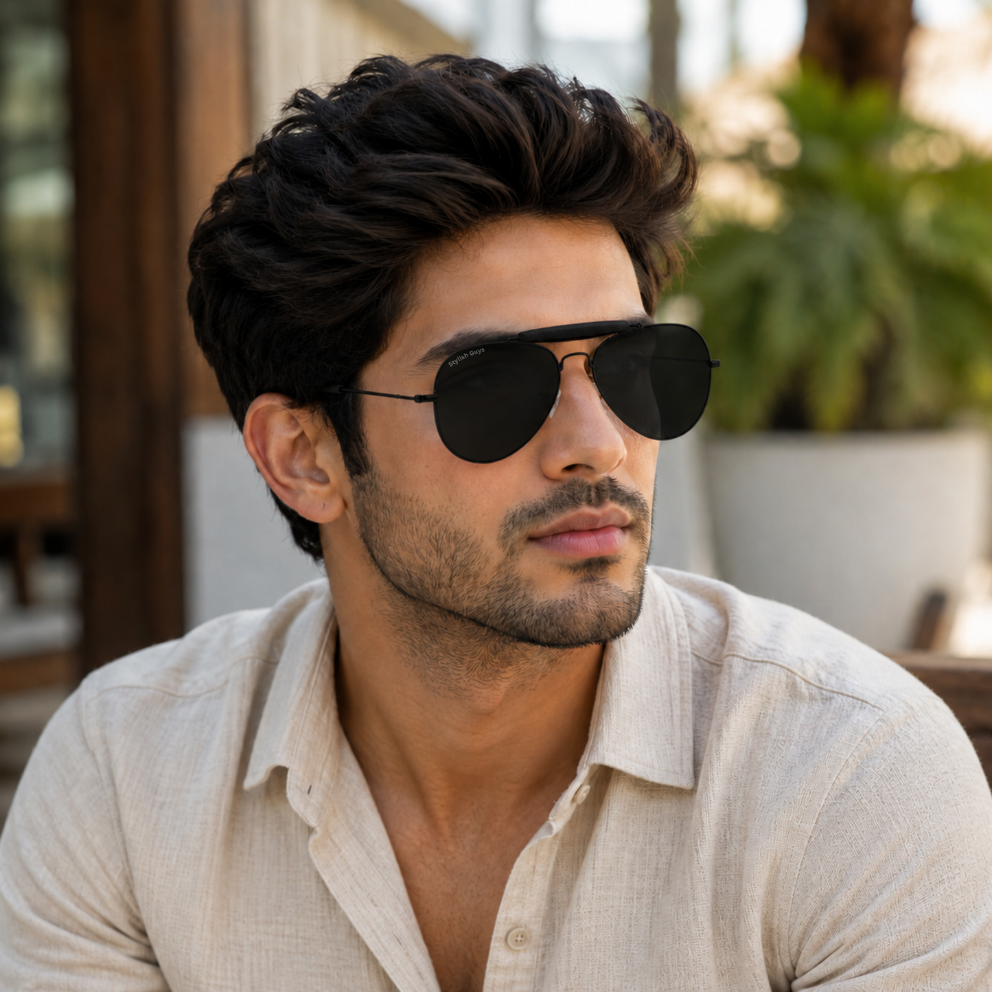 Sunglasses For Men With Black Glass & Black Frame 3422 Aviator Bridge Sunglass By Sunglasses Deal