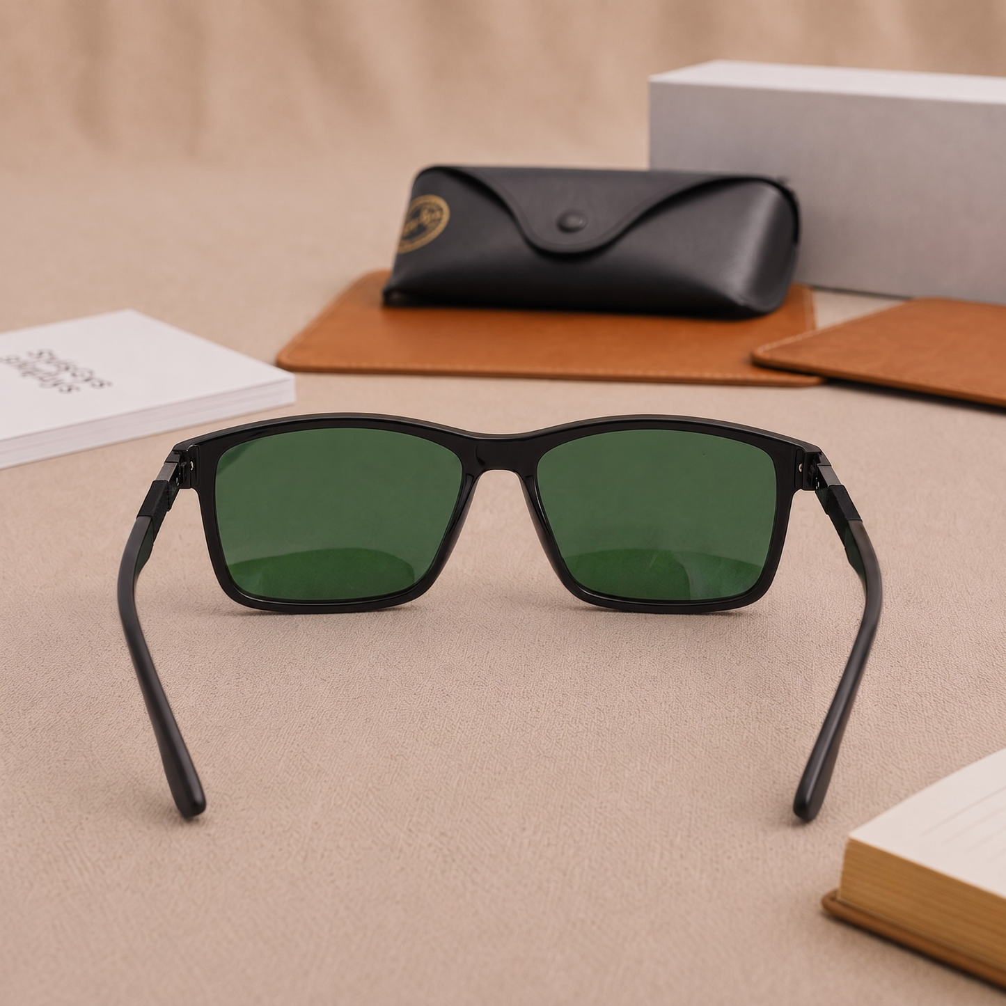 Sunglasses For Men With Green Glass & Black Frame 4228 Square Sunglass By Sunglasses Deal