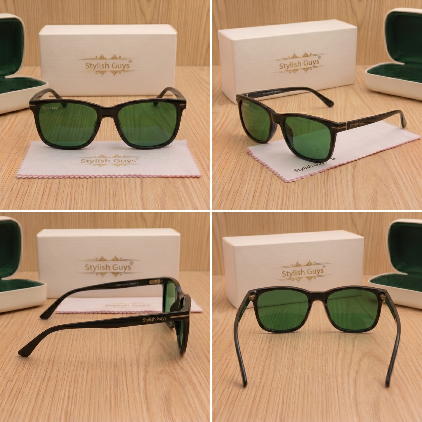 Sunglasses For Men With Green Glass & Black Frame 4708 Square Sunglass By Sunglasses Deal