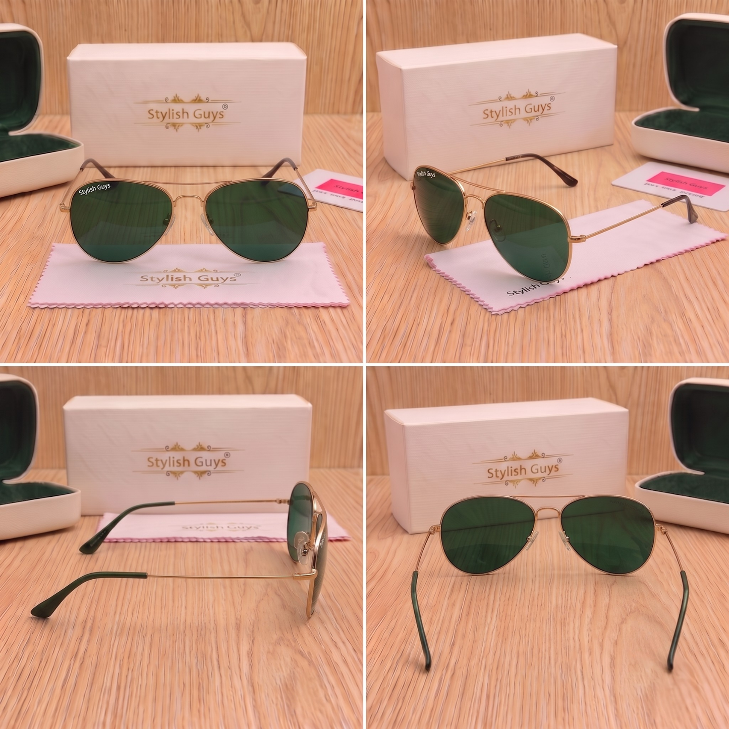 Sunglasses For Men With Green Glass & Golden Frame 3026 Aviator Sunglass By Sunglasses Deal