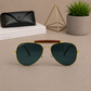 Sunglasses For Men With Black Glass & Golden Frame 3422 Aviator Bridge Sunglass By Sunglasses Deal