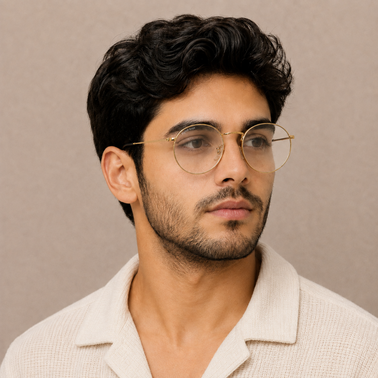 Sunglasses For Men With Clear Glass & Golden Frame 3447 Panto Round Sunglass By Sunglasses Deal