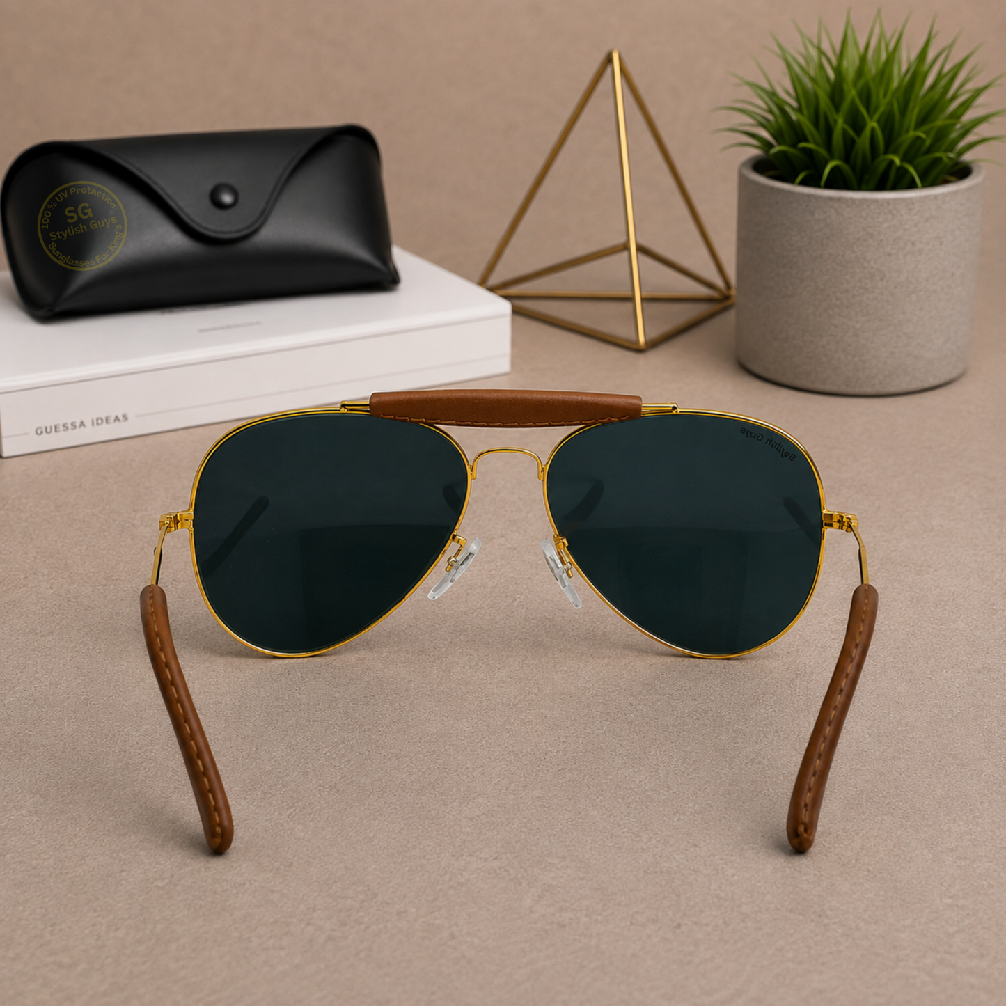Sunglasses For Men With Black Glass & Golden Frame 3422 Aviator Bridge Sunglass By Sunglasses Deal
