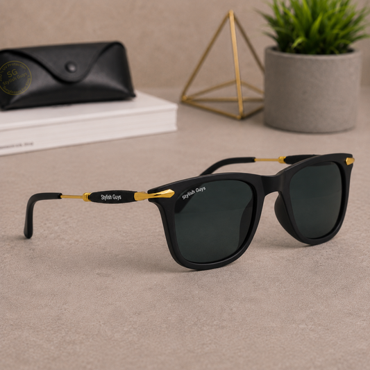 Sunglasses For Men With Black Glass & Golden Frame 2148 Square Sunglass By Sunglasses Deal