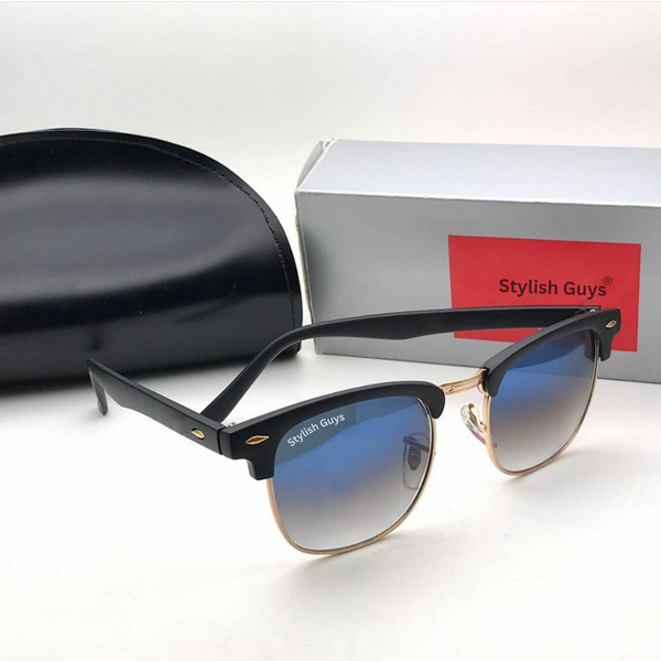 Top Trendy Hot New Stylish Attractive Blue Shade & Golden 3016 Evergreen UV Protected Club Master Sunglasses For King's Men & Women