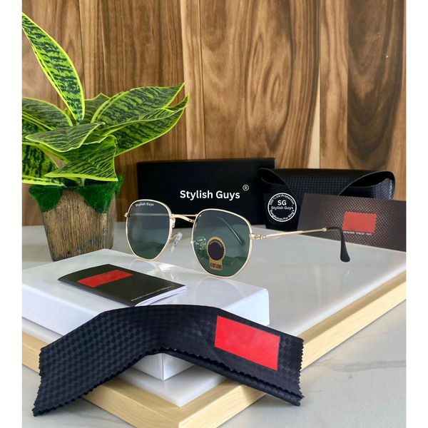 New Fancy Latest Flexible Nosed Trending B2 Hexagaon With Metal Frame Hot Favourite Sunglass For Men, Women & Unisex. ( SG - 3548 )