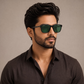 Sunglasses For Men With Green Glass & Black Frame 4228 Square Sunglass By Sunglasses Deal