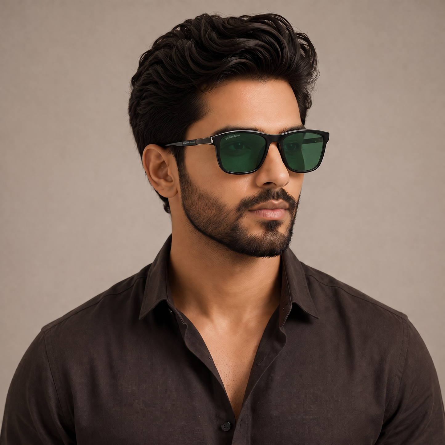 Sunglasses For Men With Green Glass & Black Frame 4228 Square Sunglass By Sunglasses Deal