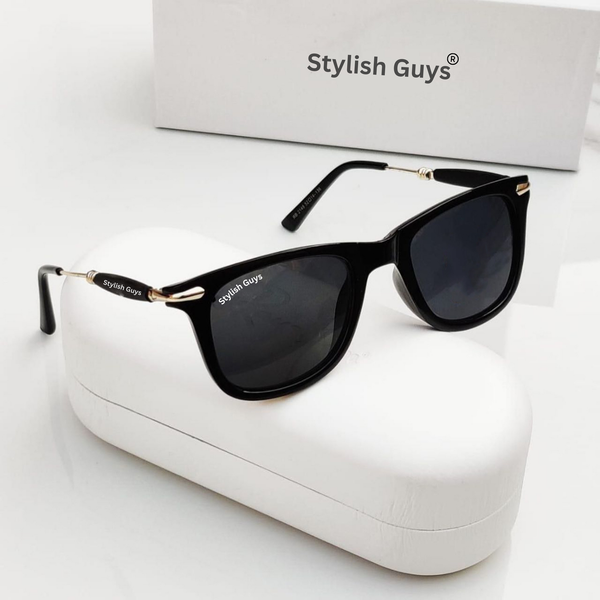 Top Trendy Hot New Stylish Attractive Square Black & Golden 2148 Evergreen UV Protected Sunglasses For King's Men & Women ( SG-2148 )