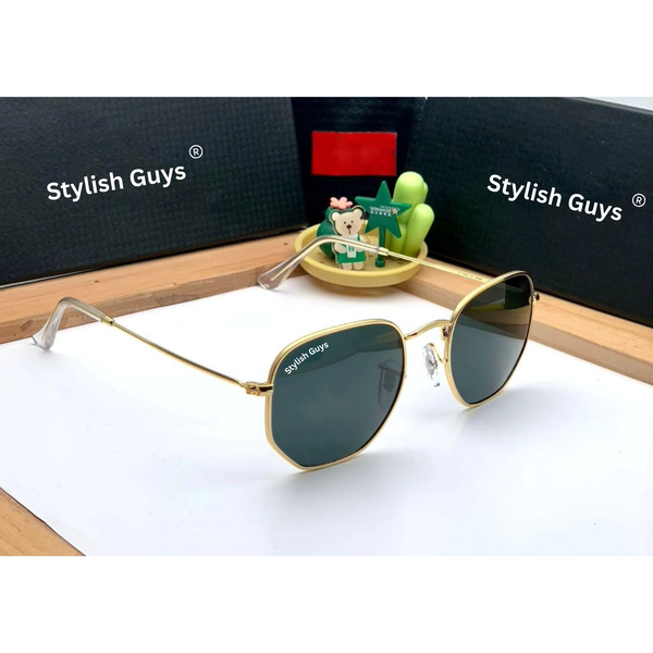 New Fancy Latest Flexible Nosed Trending B2 Hexagaon With Metal Frame Hot Favourite Sunglass For Men, Women & Unisex. ( SG - 3548 )