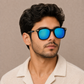 Sunglasses For Men With Aqua Blue Mercury Glass & Golden Frame 2148 Square Sunglass By Sunglasses Deal