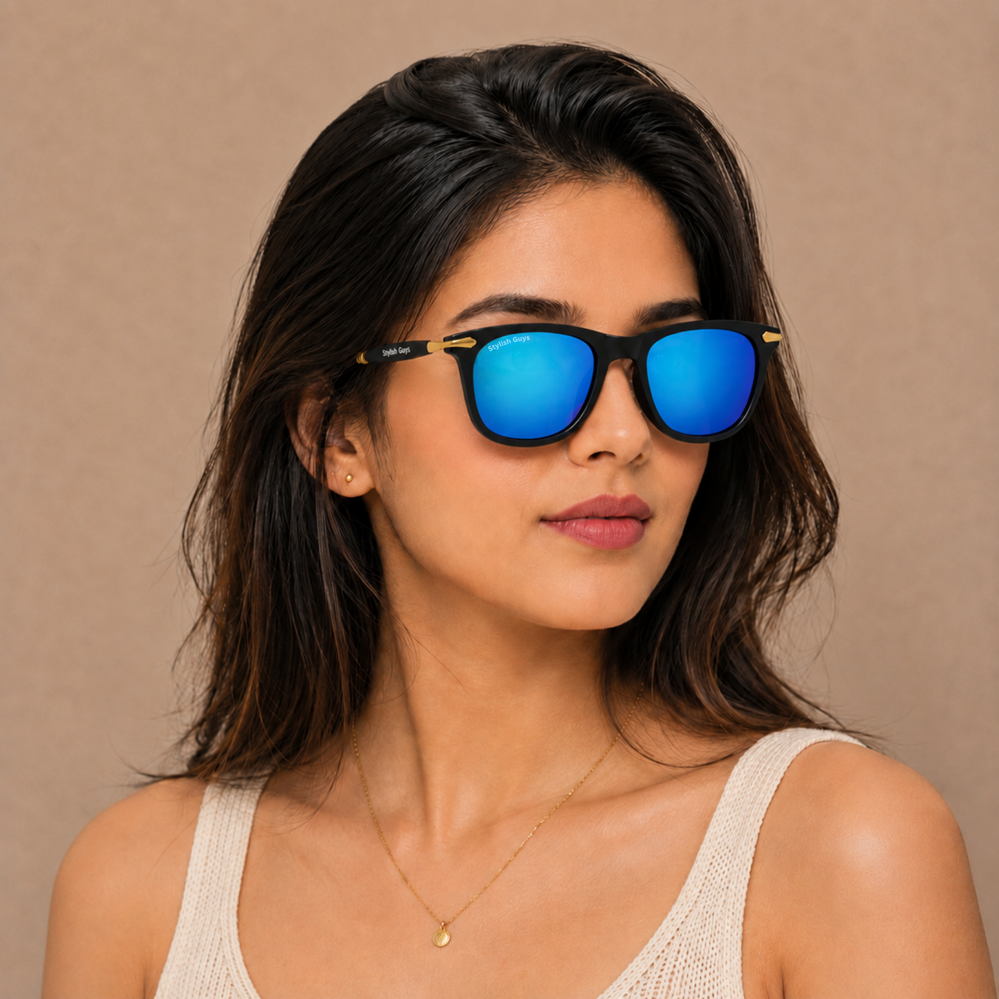 Sunglasses For Men With Aqua Blue Mercury Glass & Golden Frame 2148 Square Sunglass By Sunglasses Deal