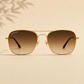 Sunglasses For Men With Brown Shade Glass & Golden Frame 3136 Square Sunglass By Sunglasses Deal