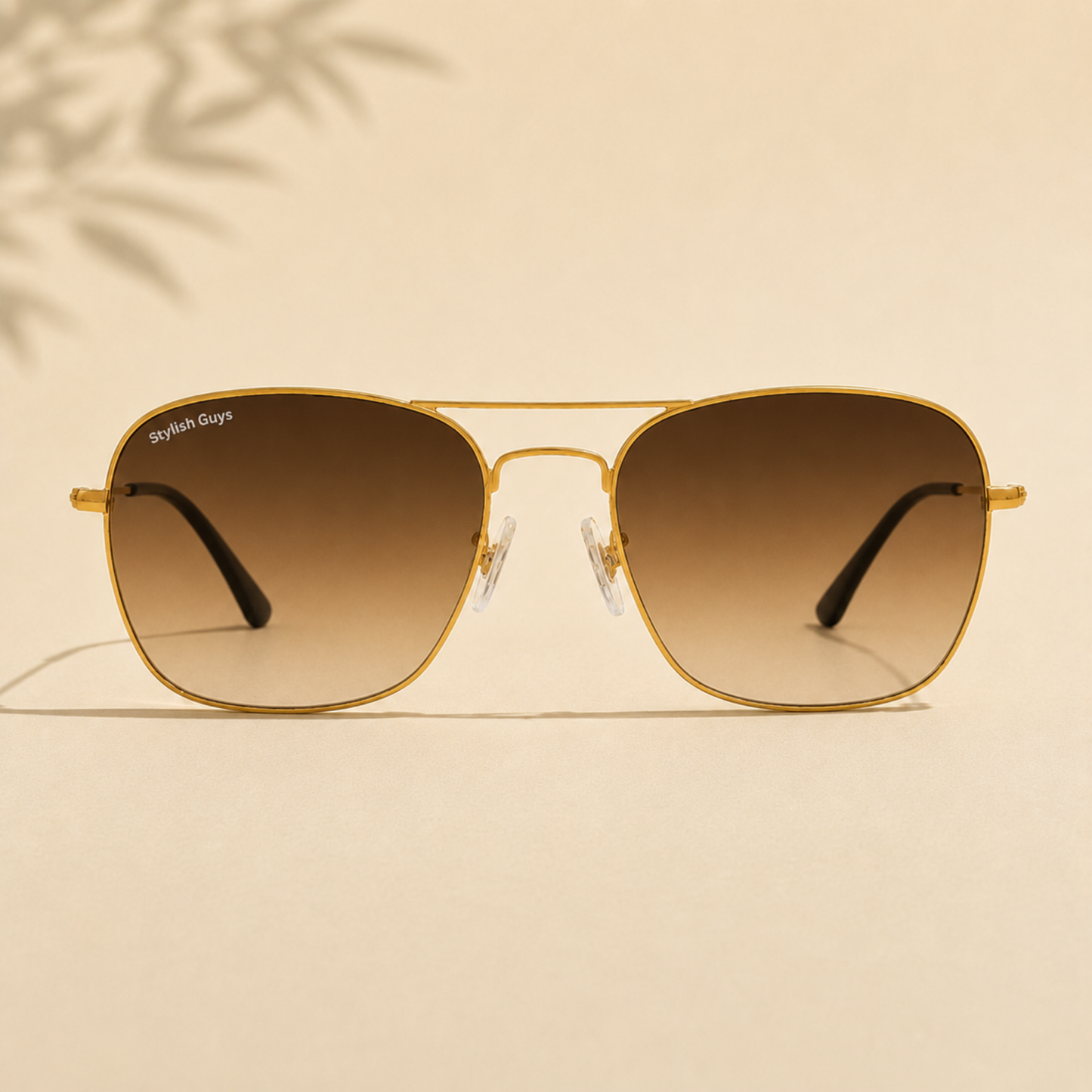 Sunglasses For Men With Brown Shade Glass & Golden Frame 3136 Square Sunglass By Sunglasses Deal