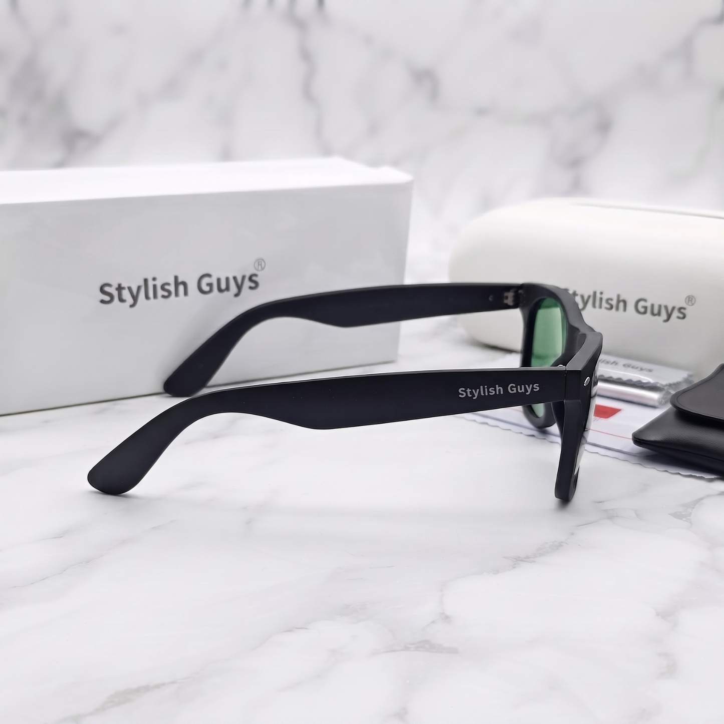 Sunglasses For Men With Green Glass & Black Frame 2140 Wayfarer Sunglass By Sunglasses Deal