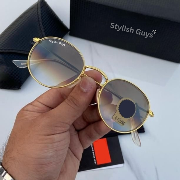 Top Trendy Hot New Stylish Attractive Round Brown Shade & Gold 3447 Evergreen UV Protected Sunglasses For King's Men & Women ( SG- 3447 )