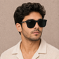 Sunglasses For Men With Black Glass & Black Frame 2148 Square Sunglass By Sunglasses Deal