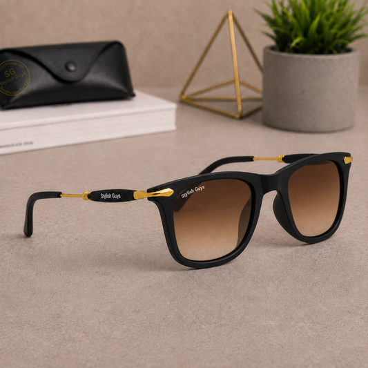 Sunglasses For Men With Brown Shade Glass & Golden Frame 2148 Square Sunglass By Sunglasses Deal