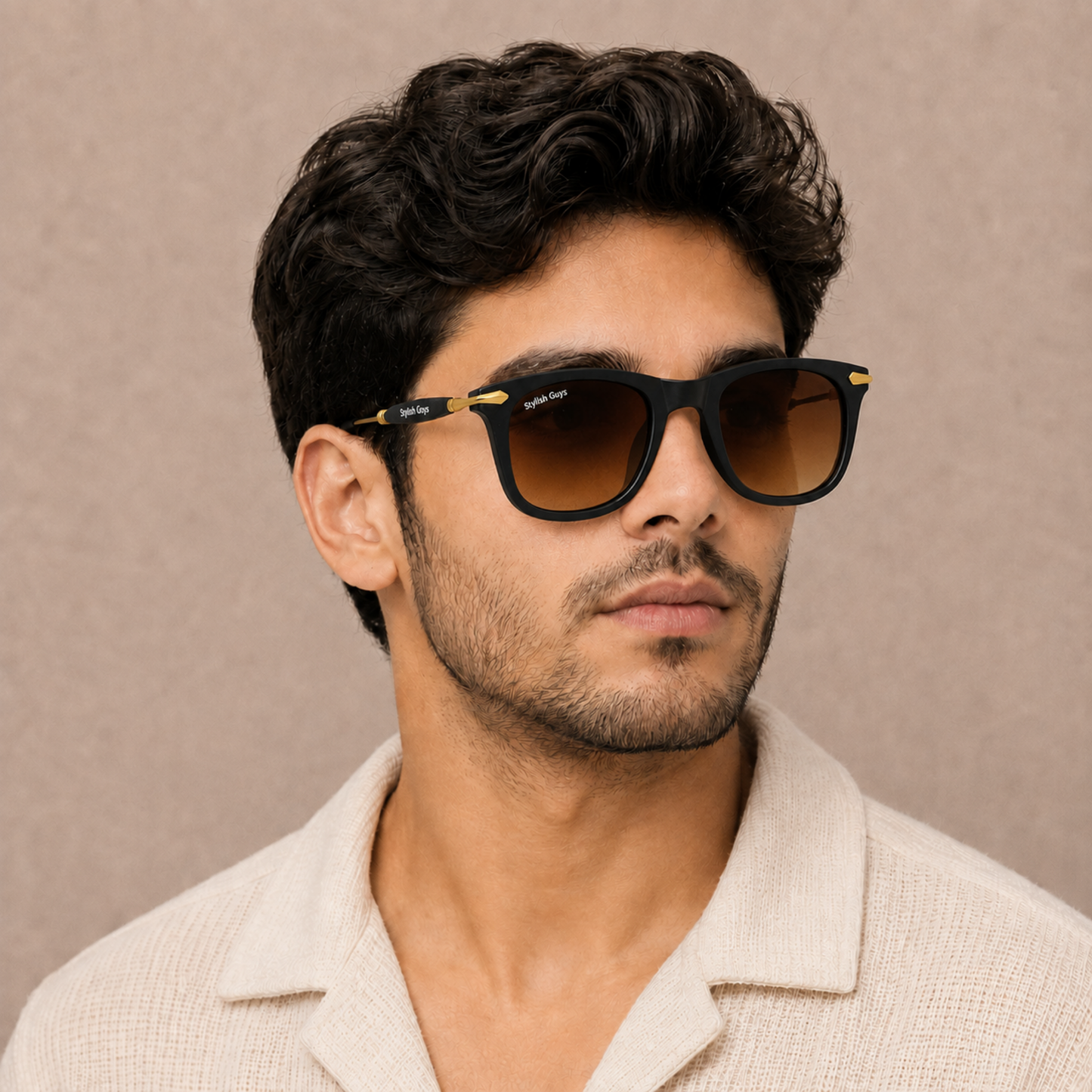 Sunglasses For Men With Brown Shade Glass & Golden Frame 2148 Square Sunglass By Sunglasses Deal