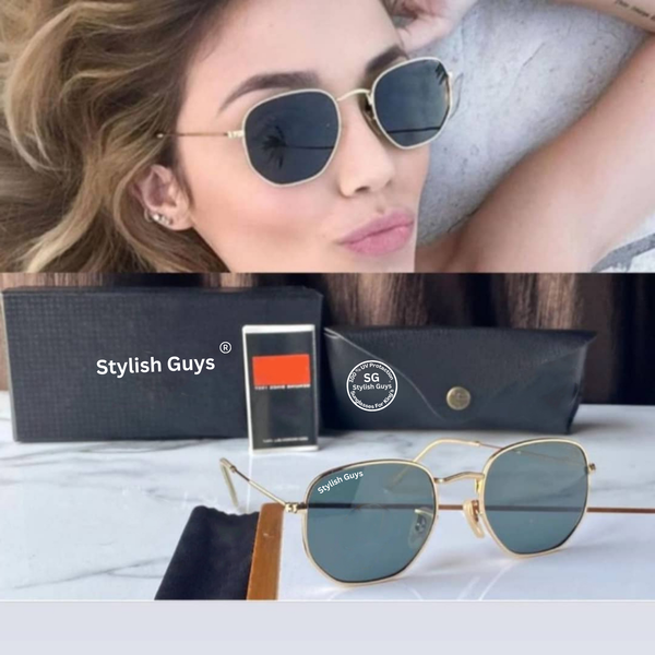 New Fancy Latest Flexible Nosed Trending B2 Hexagaon With Metal Frame Hot Favourite Sunglass For Men, Women & Unisex. ( SG - 3548 )