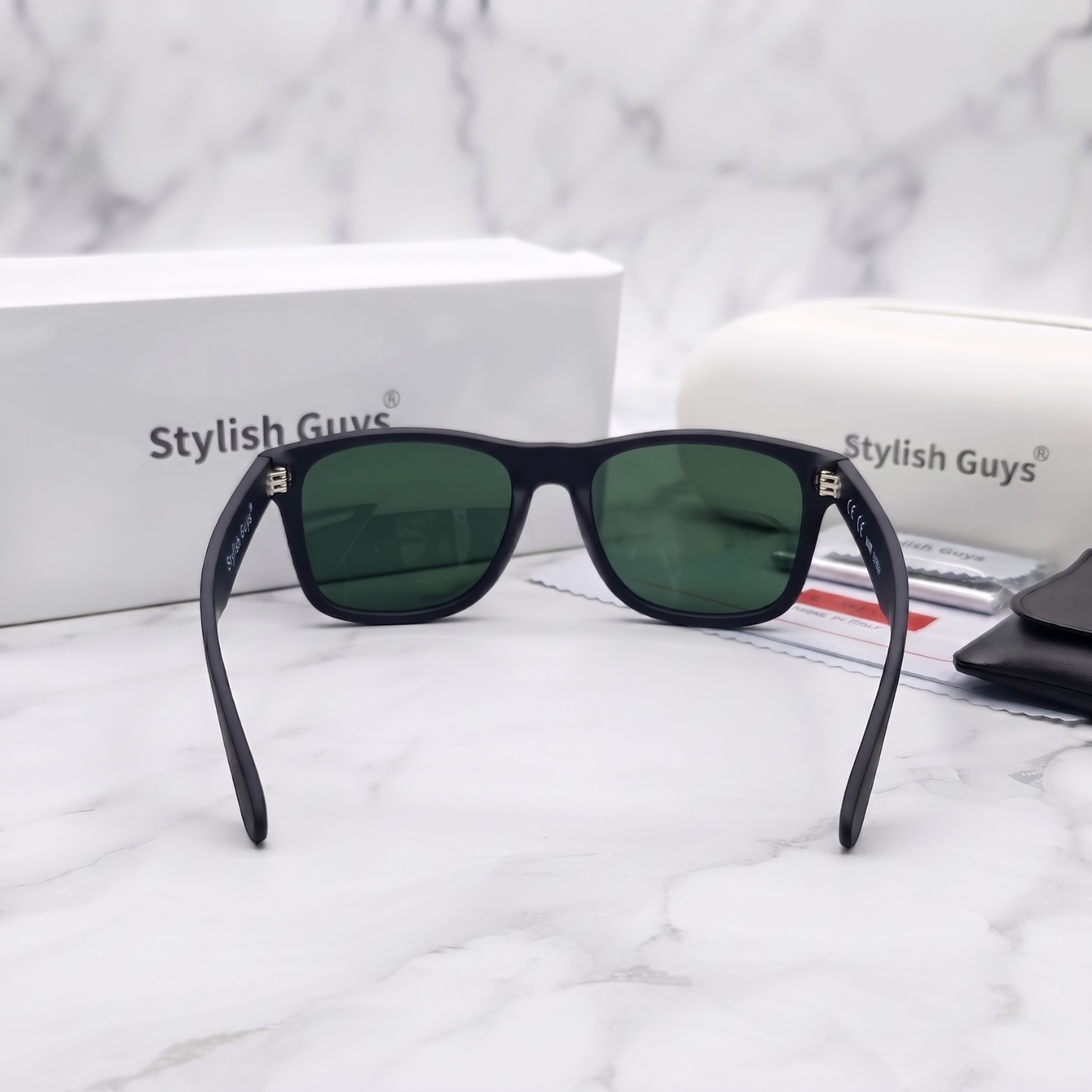 Sunglasses For Men With Green Glass & Black Frame 2140 Wayfarer Sunglass By Sunglasses Deal