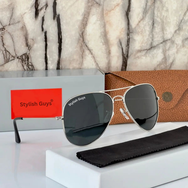 New Fancy Latest Flexible Nosed Trending Shaded B2 Black Mirror & Silver Frame Aviator With Metal Frame Hot Favourite Sunglass For Men, Women & Unisex. ( SG - 3026 )