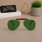 Sunglasses For Men With Green Glass & Golden Frame 3422 Aviator Bridge Sunglass By Sunglasses Deal