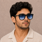 Sunglasses For Men With Blue Shade Glass & Black Frame 2148 Square Sunglass By Sunglasses Deal