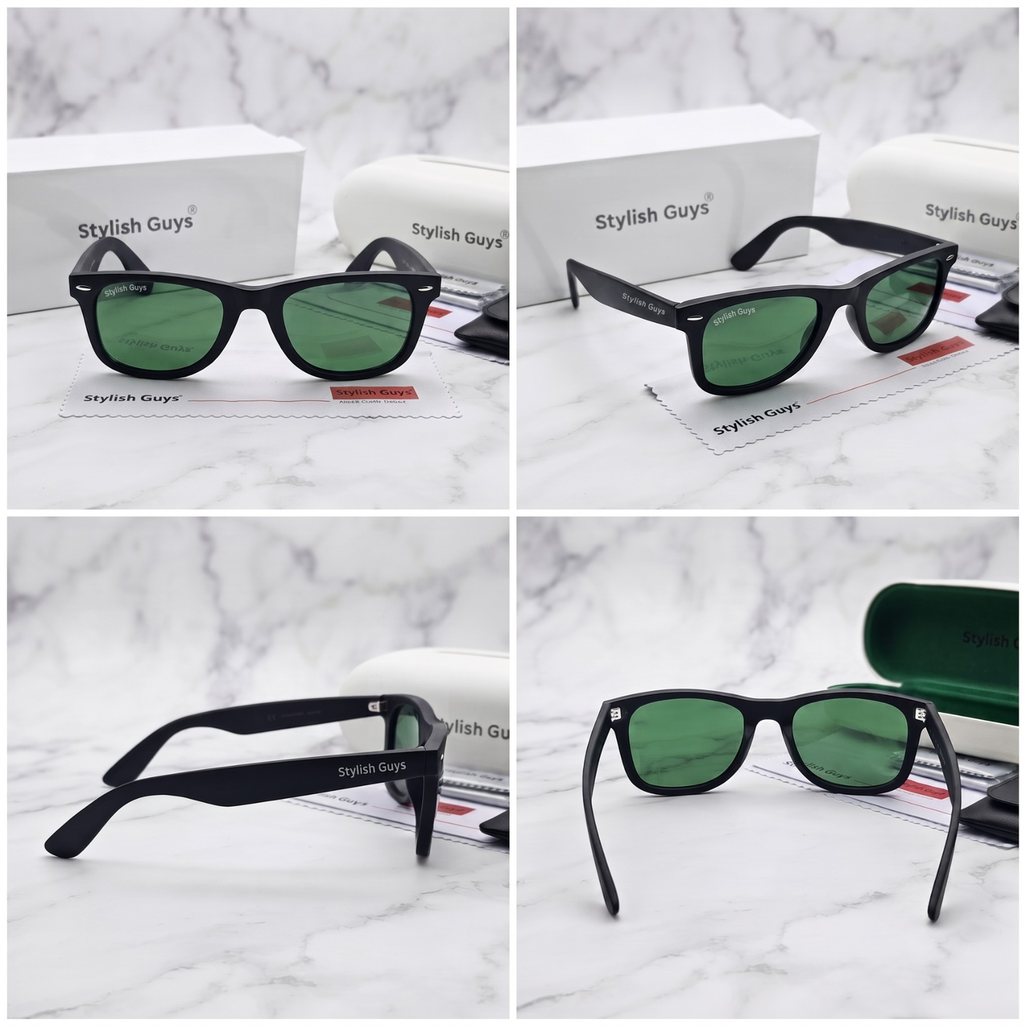 Sunglasses For Men With Green Glass & Black Frame 2140 Wayfarer Sunglass By Sunglasses Deal