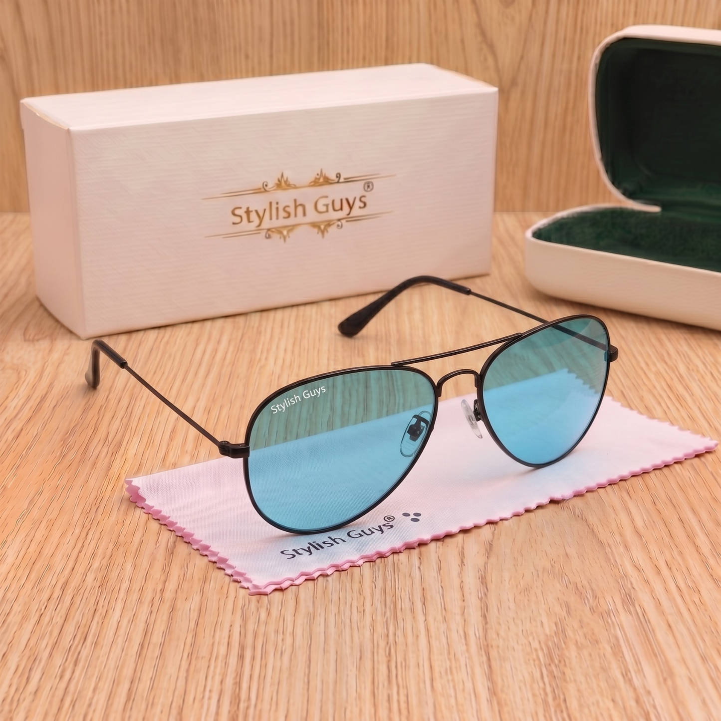 Sunglasses For Men With Blue Candy Glass & Black Frame 3026 Aviator Sunglass By Sunglasses Deal