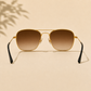 Sunglasses For Men With Brown Shade Glass & Golden Frame 3136 Square Sunglass By Sunglasses Deal