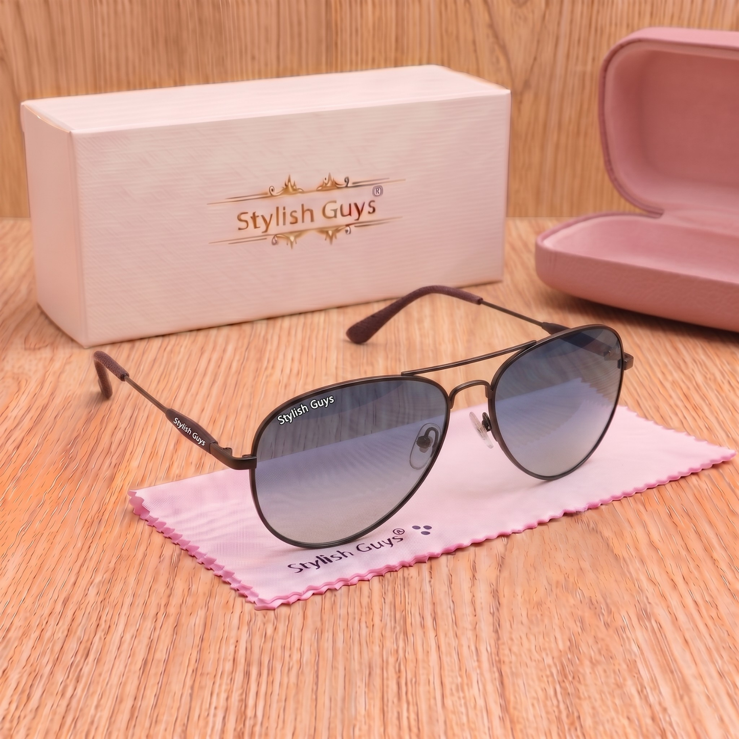 Sunglasses For Men With Blue Shade Glass & Black Frame 3517 Aviator Oval Sunglass By Sunglasses Deal