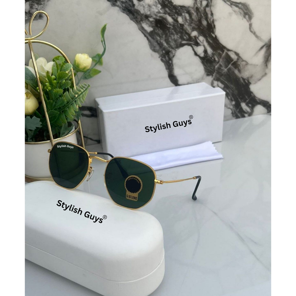 New Fancy Latest Flexible Nosed Trending B2 Hexagaon With Metal Frame Hot Favourite Sunglass For Men, Women & Unisex. ( SG - 3548 )