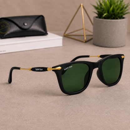 Sunglasses For Men With Green Glass & Golden Frame 2148 Square Sunglass By Sunglasses Deal