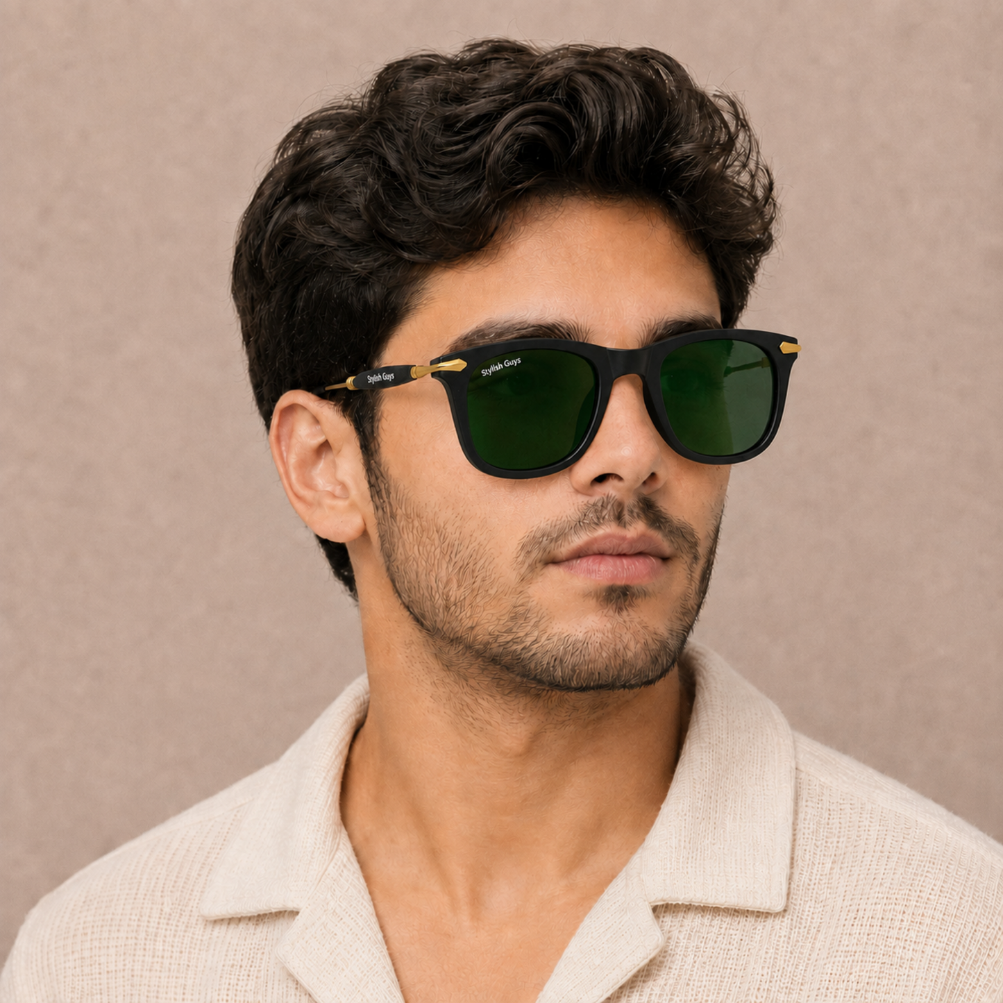 Sunglasses For Men With Green Glass & Golden Frame 2148 Square Sunglass By Sunglasses Deal
