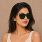Sunglasses For Men With Green Glass & Golden Frame 2148 Square Sunglass By Sunglasses Deal
