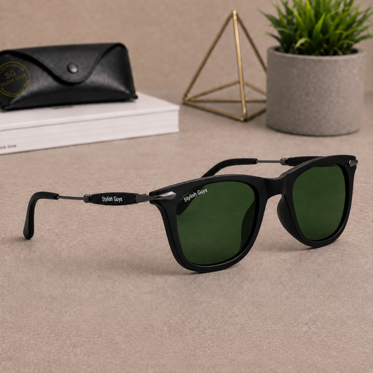 Sunglasses For Men With Green Glass & Black Frame 2148 Square Sunglass By Sunglasses Deal