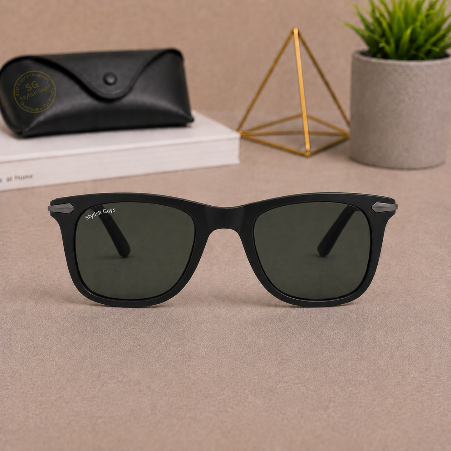 Sunglasses For Men With Green Glass & Black Frame 2148 Square Sunglass By Sunglasses Deal